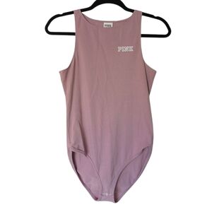 PINK Victoria's Secret Mauve Logo Sleeveless Bodysuit Size Medium
